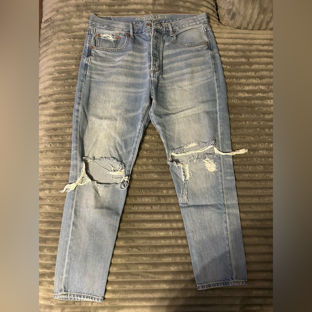 Distressed Blue Jeans